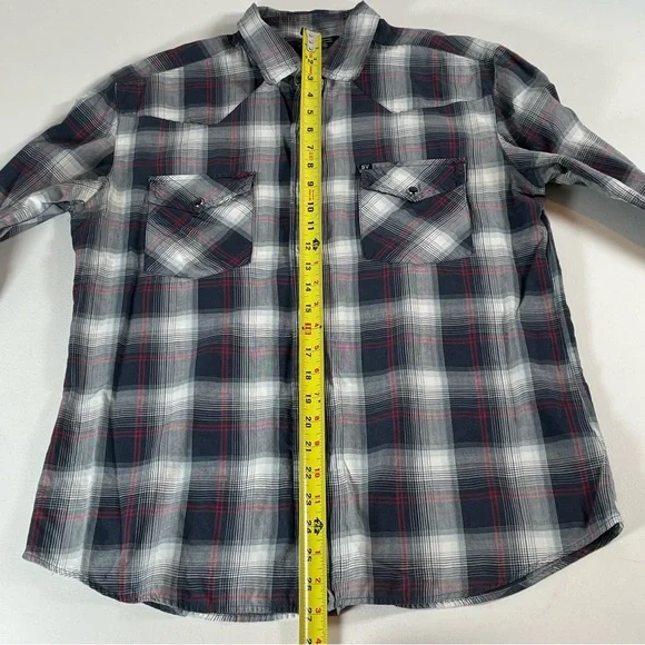 Salt Valley Western Pearl Snap Plaid Men’s Long Sleeve Ranch Shirt Size Medium - Picture 10 of 11